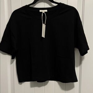 Z Supply Cropped  Black Short Sleeve Tee
